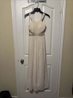 Ivory Beaded Waist Maxi Prom/Wedding Dress
